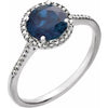 Sterling Silver Created Blue Sapphire & .01 CTW Diamond Ring - Siddiqui Jewelers