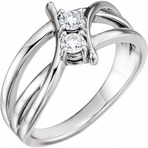 14K White 1/2 CTW Diamond Two-Stone Ring - Siddiqui Jewelers