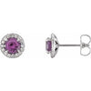 14K White 4.5 mm Round Amethyst & 1/6 CTW Diamond Earrings - Siddiqui Jewelers