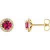 14K Yellow 5 mm Lab-Grown Ruby & 1/8 CTW Natural Diamond Earrings-Siddiqui Jewelers
