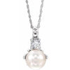14K White Freshwater Cultured Pearl & .02CTW Diamond 18" Necklace - Siddiqui Jewelers