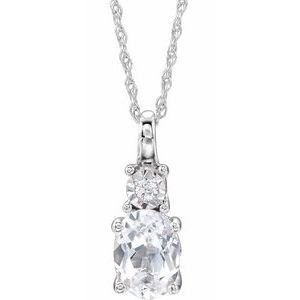 14K White Created White Sapphire & .02 CTW Diamond 18" Necklace - Siddiqui Jewelers