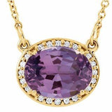 14K Yellow Amethyst & .05 CTW Diamond 16.5" Necklace - Siddiqui Jewelers