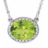 14K White Peridot &.05 CTW Diamond 16.5" Necklace - Siddiqui Jewelers