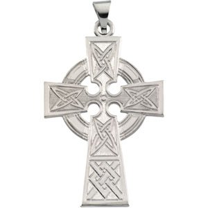 14K White Celtic-Inspired Cross Pendant  -Siddiqui Jewelers