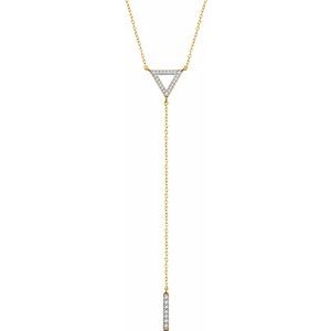 14K Yellow 1/6 CTW Diamond Triangle & Bar Y 16-18" Necklace - Siddiqui Jewelers