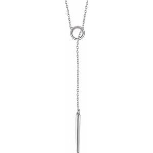 14K White Circle and Bar "Y" 18" Necklace - Siddiqui Jewelers