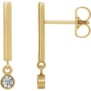 14K Yellow 1/8 CTW Diamond Dangle Earrings - Siddiqui Jewelers