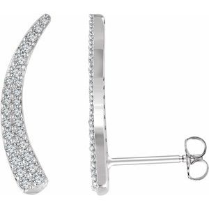 14K White 3/8 CTW Diamond Ear Climbers - Siddiqui Jewelers