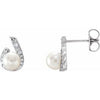 14K White  Freshwater Pearl & 1/10 CTW Diamond Earrings - Siddiqui Jewelers
