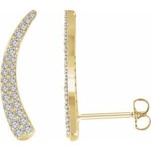 14K Yellow 3/8 CTW Diamond Ear Climbers - Siddiqui Jewelers