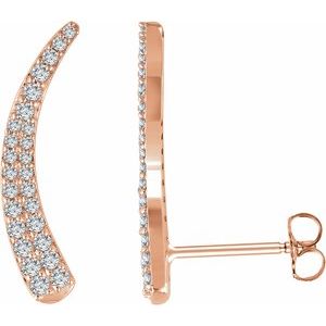 14K Rose 3/8 CTW Diamond Ear Climbers - Siddiqui Jewelers