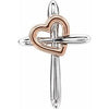 14K White & Rose Cross with Heart Pendant - Siddiqui Jewelers