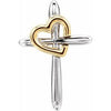 14K White & Yellow Cross with Heart Pendant - Siddiqui Jewelers