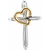 14K White & Yellow Cross with Heart Pendant - Siddiqui Jewelers