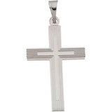 14K White 22x14 mm Cross Pendant with Design - Siddiqui Jewelers