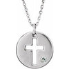 Sterling Silver .03 CTW Diamond Pierced Cross Disc 16-18" Necklace - Siddiqui Jewelers