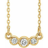 14K Yellow Graduated Bezel-Set 1/8 CTW Diamond 16-18" Necklace - Siddiqui Jewelers
