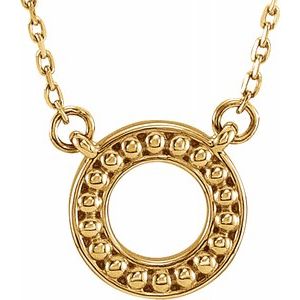 14K Yellow Beaded Circle 16-18" Necklace - Siddiqui Jewelers