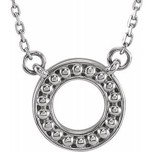 14K White Beaded Circle 16-18" Necklace - Siddiqui Jewelers