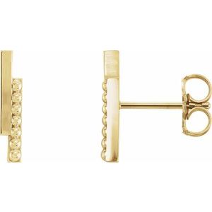 14K Yellow Beaded Bar Earring - Siddiqui Jewelers