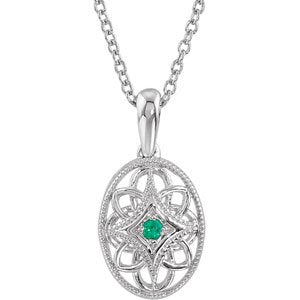 Sterling Silver Emerald 18" Necklace - Siddiqui Jewelers