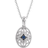 Sterling Silver Blue Sapphire 18" Necklace - Siddiqui Jewelers