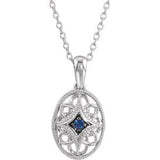Sterling Silver Blue Sapphire 18" Necklace - Siddiqui Jewelers