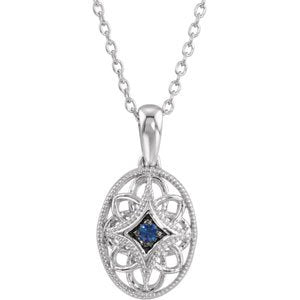 Sterling Silver Blue Sapphire 18" Necklace - Siddiqui Jewelers