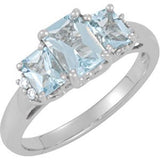 14K White Aquamarine & .05 CTW Diamond Ring - Siddiqui Jewelers