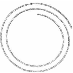 14K White 2.25 mm Solid Curb Link Chain by the Inch -Siddiqui Jewelers