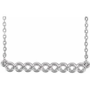 14K White Circle Bar 16"-18" Necklace - Siddiqui Jewelers