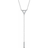 14K White 1/6 CTW Diamond Triangle & Bar Y 16-18" Necklace - Siddiqui Jewelers