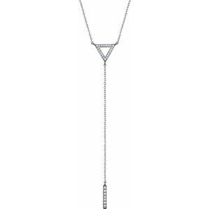 14K White 1/6 CTW Diamond Triangle & Bar Y 16-18" Necklace - Siddiqui Jewelers