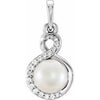 Sterling Silver Freshwater Cultured Pearl & .07 CTW Diamond Pendant - Siddiqui Jewelers