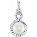 Sterling Silver Freshwater Cultured Pearl & .07 CTW Diamond Pendant - Siddiqui Jewelers