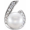 14K White Freshwater Cultured Pearl & .06 CTW Diamond Pendant - Siddiqui Jewelers