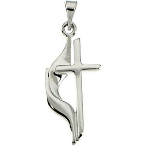 Sterling Silver 19x10 mm Methodist Cross Pendant -Siddiqui Jewelers