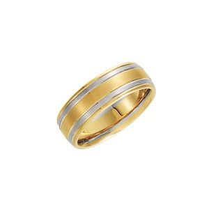 14K Yellow/White 7 mm Grooved Band Size 9 - Siddiqui Jewelers
