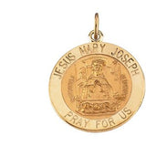 14K Yellow 12 mm Round Jesus, Mary and Joseph Medal - Siddiqui Jewelers