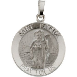 14K White 18 mm Round St. Patrick Medal - Siddiqui Jewelers