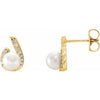 14K Yellow  Freshwater Pearl & 1/10 CTW Diamond Earrings - Siddiqui Jewelers