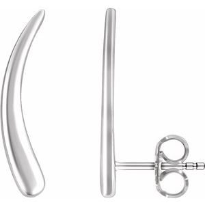 14K White Curved Ear Climbers - Siddiqui Jewelers