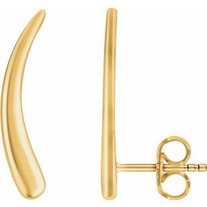 14K Yellow Curved Ear Climbers - Siddiqui Jewelers