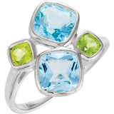 Sterling Silver Sky Blue Topaz & Peridot Ring - Siddiqui Jewelers
