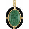 14K Yellow Russian Jadeite, Onyx & .05 CTW Diamond Pendant - Siddiqui Jewelers