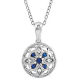 Sterling Silver Blue Sapphire & .03 CTW Diamond 18" Necklace-Siddiqui Jewelers