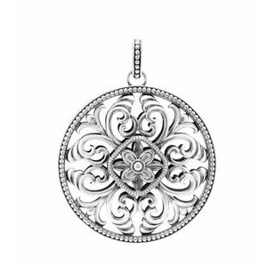 Sterling Silver 59x46 mm Filigree Circle Pendant - Siddiqui Jewelers
