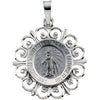 14K White 18 mm Round Miraculous Medal - Siddiqui Jewelers