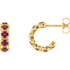 14K Yellow Chatham® Created Ruby Hoop Earrings - Siddiqui Jewelers